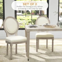 HOMCOM Dining Chairs Set of 2, French Vintage Style Kitchen Chairs with PU Leather Upholstery and Wooden Legs for Dining Room(m-4)