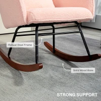 HOMCOM Nursery Rocking Chair with Headrest, Lumber Pillow, Nursing Chair with High Back for Living Room, Bedroom, Pink(m-6)