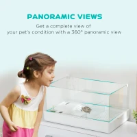 PawHut Glass Turtle Tank, Turtle Aquarium with Basking Platform and Filter Layer Design, Full View Visually Reptile Habitat, Easy to Clean and Change Water, Multi Functional Area(m-7)