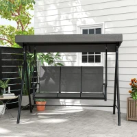 Outsunny 3 Seater Outdoor Swing Chair with Canopy, Metal Porch Swing Bench for Patio, Garden, Backyard, Lawn, Dark Grey(m-1)