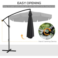 Outsunny 11 FT Cantilever Patio Umbrella Offset Parasol with Cross Base and 8 Ribs for Garden, Black(m-4)
