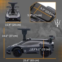 Qaba Licensed Maserati GT2 Baby Sliding Car with Storage, Music, Horn, Foot to Floor Toddler Car for 18-60 Months, Grey(m-3)