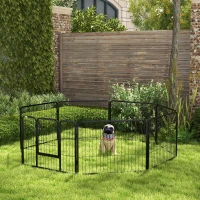 PawHut 8 Panel Heavy Duty Dog Playpen 23.5" Height for Small Medium Dogs(m-1)
