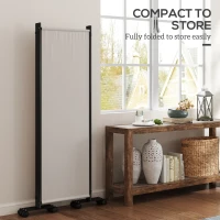 Outsunny Folding Room Divider with Castor Wheels, Rolling Privacy Screen for Patio Backyard Pool Hot Tub, 5.6ft Tall(m-7)