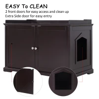 PawHut 37.5" Wooden Covered Mess Free Cat Litter Box End Table Hideaway Cabinet with Storage for Accessories, Brown(m-5)