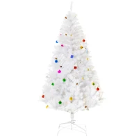 HOMCOM 5.9ft Artificial Christmas Tree Xmas Holidays Décor with Ornament White(m-2)