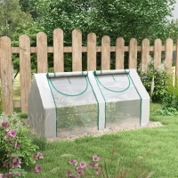 Outsunny 6' x 3' x 3' Portable Greenhouse, Garden Hot House with Two PE/PVC Covers and 2 Roll Up Windows, Clear(m-10)
