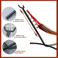 Outsunny Patio Hammock with Stand, Fabric Outdoor Hammock Bed with Stand, Free Standing Adjustable Lounge Chair Includes Portable Carrying Case for Outdoor or Indoor(m-6)