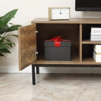 HOMCOM TV Stand for TV up to 50 Inches, Entertainment Center with Door, Open Storage and Drawers, TV Table with Steel Legs, Coffee(m-8)