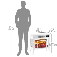 HOMCOM Electric Fireplace Stove, Infrared Fireplace Heater with Realistic Flame, Adjustable Temperature, 1500W, White(m-3)