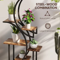 Outsunny Plant Stand Indoor, 8 Tier 62" S-Shaped Plant Shelf, Corner Plant Rack for Multiple Plants, Carbonised Finish(m-5)