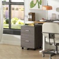 Vinsetto Mobile Filing Cabinet, Vertical File Cabinet with 2 Drawers, Wheels, for Letter or A4 File, Grey(m-8)
