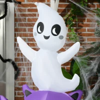 HOMCOM 6FT Halloween Inflatable Ghost Bat Pumpkin Black Cat Pole W/ LED Lights(m-8)