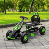 Aosom Pedal Go Kart w/ Adjustable Seat, Rubber Wheels Shock Absorb, Green(m-8)