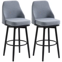 HOMCOM Bar Height Bar Stools Set of 2, Modern 360° Swivel Kitchen Chairs with Steel Legs and Footrest, 29.5 Inch Seat Height Upholstered Barstools for Kitchen Island, Light Gray(m-11)