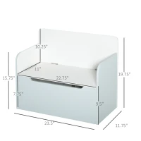 Qaba Kids Wooden Toy Storage Box Organizer Chest Chair 2 in 1 Design with Gas Stay Bar Seating Bench 23.5" x 12" x 20" Light White(m-3)