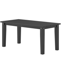 Outsunny Rectangle Outdoor Coffee Table, HDPE All-Weather Outdoor Patio Table with Slatted Tabletop for Yard, Balcony, Black