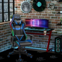 Vinsetto Racing Gaming Chair with RGB LED Lights, Adjustable Height, Gamer Office Chair, Computer Desk Chair, Black/Blue(m-10)