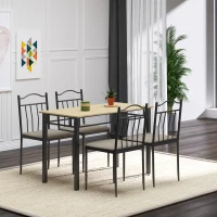 HOMCOM 5 Piece Dining Room Table Set with 4 Metal Frame Chairs for Kitchen, Dinette, Breakfast Nook, Grey(m-2)