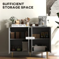 HOMCOM Modern Kitchen Storage Cabinet, Sideboard Buffet Cabinet with Adjustable Shelves for Kitchen Hallway, Grey(m-4)