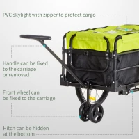 Aosom Bike Cargo Trailer & Wagon Cart, Multi-Use Garden Cart with Removable Box, 20'' Big Wheels, Reflectors, Hitch and Handle, Yellow(m-7)