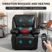 HOMCOM Recliner Massage Armchair with Heat Oversized Swivel Rocker with Footrest Remote and Side Pockets Black(m-4)