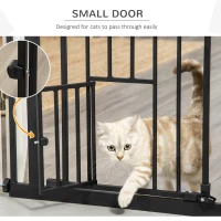 PawHut Retractable Gate Extra Wide Press-Mounted with Cat Door, Auto Closing Pet Gate for Stair, Hallway, 29-32 Inch(m-7)