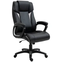 Vinsetto Ergonomic High Back Executive Office Chair with Padded Armrests, Adjustable Height PU Leather Computer Desk Chair with Breathable Mesh Backrest, 360° Swivel, Rocking Feature, Wheels(m-11)