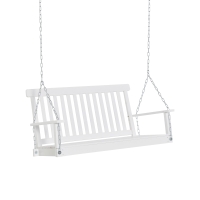 Outsunny 2-Seater Hanging Porch Swing Outdoor Patio Swing Chair Seat with Slatted Build and Chains, 440lbs Weight Capacity, White