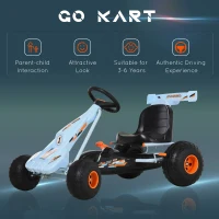 Aosom Pedal Go Kart Children Ride on Car Cute Style with Adjustable Seat, Plastic Wheels, Handbrake and Shift Lever, Light Blue(m-4)