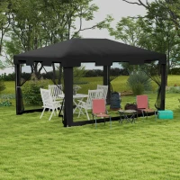 Outsunny 10 × 13 ft Outdoor Gazebo Canopy with Mesh Sidewalls – Party Tent Shade(m-8)