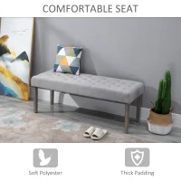 HOMCOM Simple Tufted Upholstered Ottoman Accent Bench with Soft Comfortable Cushion & Fashionable Modern Design, Grey(m-5)