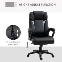 Vinsetto Ergonomic High Back Executive Office Chair with Padded Armrests, Adjustable Height PU Leather Computer Desk Chair with Breathable Mesh Backrest, 360° Swivel, Rocking Feature, Wheels(m-6)