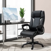 Vinsetto Ergonomic High Back Executive Office Chair with Padded Armrests, Adjustable Height PU Leather Computer Desk Chair with Breathable Mesh Backrest, 360° Swivel, Rocking Feature, Wheels(m-10)