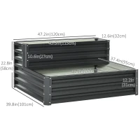 Outsunny 2 Tier Raised Garden Bed, 47" x 40" x 23" Galvanized Steel Planter Box for Vegetables, Flowers, and Herbs, Dark Grey(m-3)