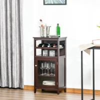 HOMCOM Wine Cabinet with 4 Bottle Wine Rack, Open Shelf, Acrylic Door Cabinet with Adjustable Shelf, Espresso(m-2)