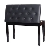 HOMCOM Piano Bench, Duet Piano Chair with Faux Leather Padded Cushion and Wooden Frame, Button Tufted Keyboard Bench, Black(m-11)