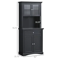 HOMCOM Tall Colonial Style Kitchen Pantry Storage Cabinet W/ Adjustable Shelves Black(m-3)