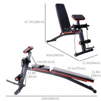 Soozier Foldable Press Bench Adjustable Dumbbell, Weight Training Bench Exercises Gym Chair, Black & Red(m-3)