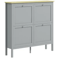HOMCOM Entryway Shoe Storage Cabinet with 4 Flip Drawers, Adjustable Shelves, Narrow Shoe Cabinet for 20 Pairs of Shoes, Grey(m-11)