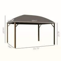 Outsunny 10' x 14' Hardtop Gazebo with Curtains, Netting, Pavilion with Steel Roof Ceiling Hook for Garden Patio, Brown(m-3)
