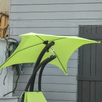 Outsunny Outdoor Hammock Chair with Stand, Floating Chaise Lounge Chair with Soft Padded Cushion, Hanging Hammock Swing Reclining Seat with Canopy Umbrella, Green(m-9)