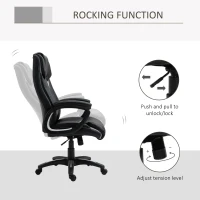 Vinsetto Ergonomic High Back Executive Office Chair with Padded Armrests, Adjustable Height PU Leather Computer Desk Chair with Breathable Mesh Backrest, 360° Swivel, Rocking Feature, Wheels(m-5)