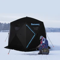 Outsunny 4-6 People Ice Fishing Shelter, Pop-up Ice Fishing Tent, Ice Shanty, Portable and Insulated, with Carry Bag, for Low-Temp -104°F(m-10)