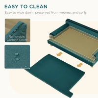 PawHut Large Dog Couch for a Fancy Dog Bed, Elevated Dog Sofa Bed with Washable Cover, Wooden Legs, Teal(m-5)