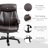 Vinsetto Big and Tall Executive Office Chair 396lbs with Wide Seat, Home High Back PU Leather Chair with Adjustable Height, Swivel Wheels, Brown(m-8)