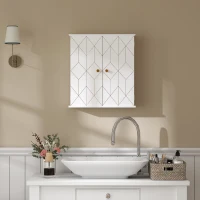 HOMCOM Bathroom Wall Cabinet, Medicine Cabinet, Storage Cabinet with 2 Doors, Adjustable Shelf, White(m-7)