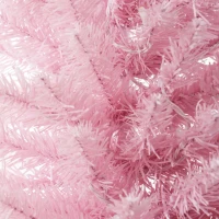 HOMCOM 8ft Pencil Christmas Tree, Slim Artificial Christmas Tree with Realistic Branches and Warm White LED Lights, Pink(m-8)