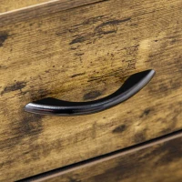 HOMCOM Living Room Storage Cabinet, Industrial Accent Cabinet with 6 Fabric Bins, 2 Open Shelves for Living Room, Rustic Brown(m-10)