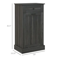 HOMCOM Kitchen Tilt Out Trash Bin Cabinet Free Standing Storage Cabinet with Drawer, Charcoal Gray(m-3)